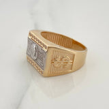Anillo One Dólar 7.75gr / T9 3/4 / Dos Oros Amarillo Blanco 18K $