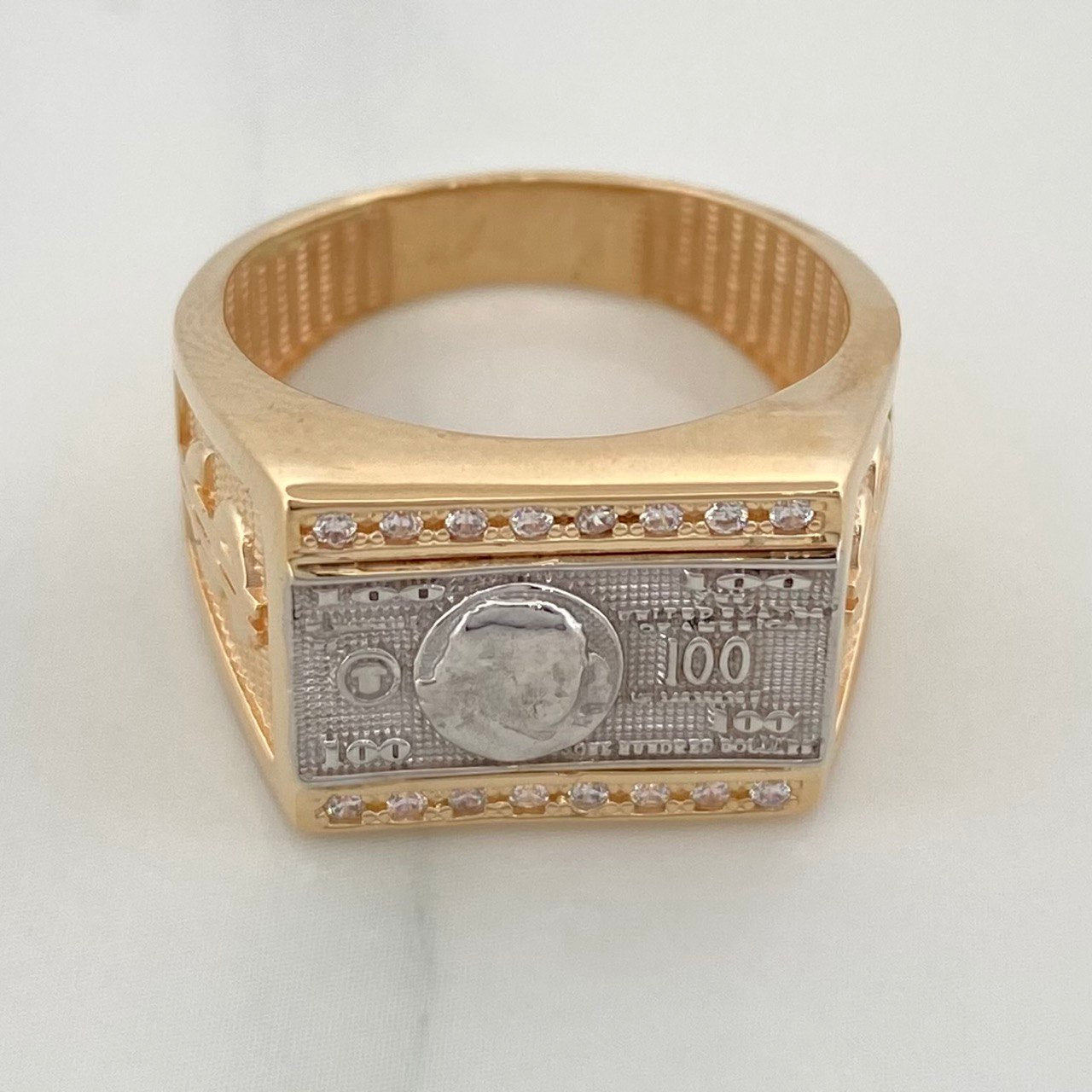 Anillo One Dólar 7.75gr / T9 3/4 / Dos Oros Amarillo Blanco 18K $