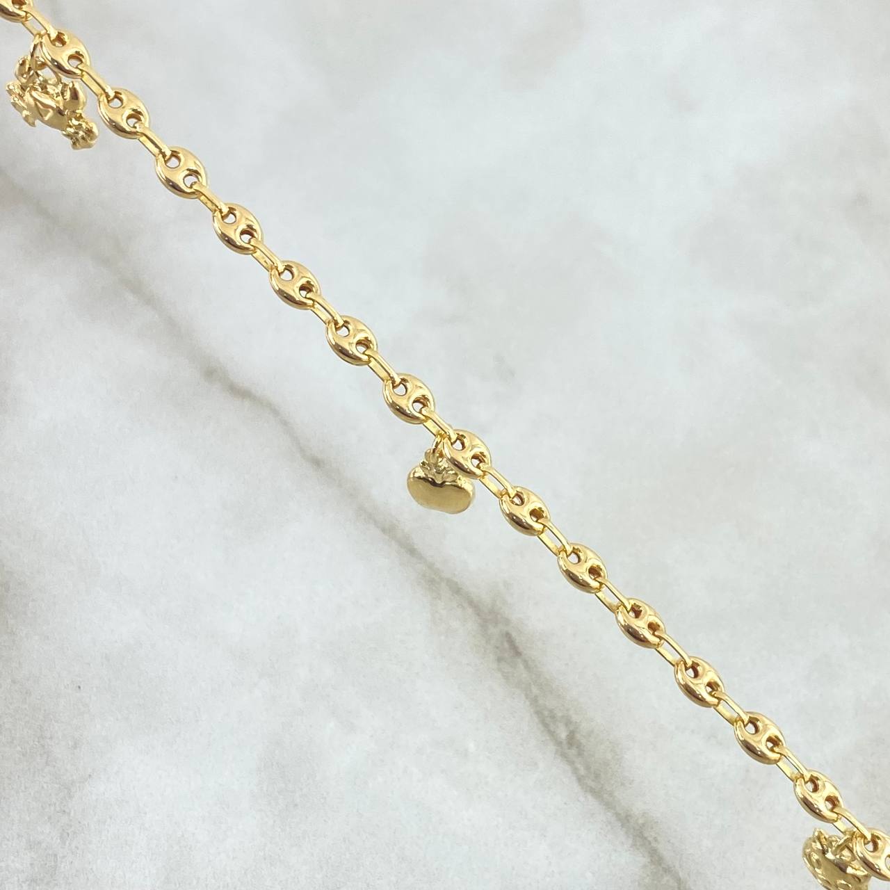 Tobillera GC Calabrote 4.1gr / 25.5cm / 3.5mm "Ancla-Cara Gato-Manzana-Cangrejo-Vaca" Oro Amarillo 18K