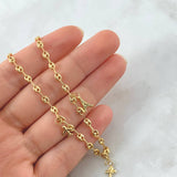 Tobillera GC Calabrote 3.4gr / 25cm / 3.5mm "Media Luna-Avion-Cruz-Torre Eiffel-Estrella" Oro Amarillo 18K
