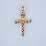 Dije Cruz Clavo 4.25gr / 4.8cm / Dos Oros Negro Amarillo 18K $