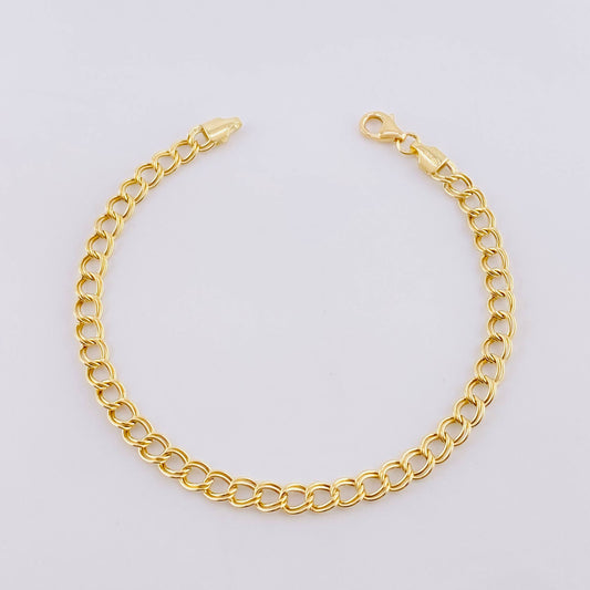 Pulso Cubano Doble 2.55g / 18.6cm / 4.5mm Oro Amarillo 18K