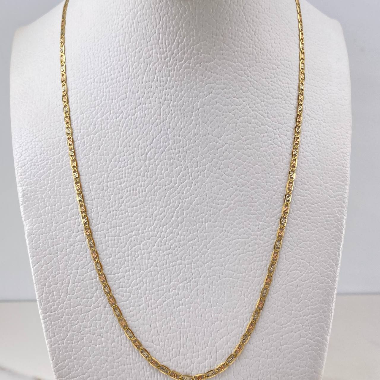 Cadena Escalera Plana 4.6gr / 60cm / 2mm Diamantada Tres Oros +3 18K &