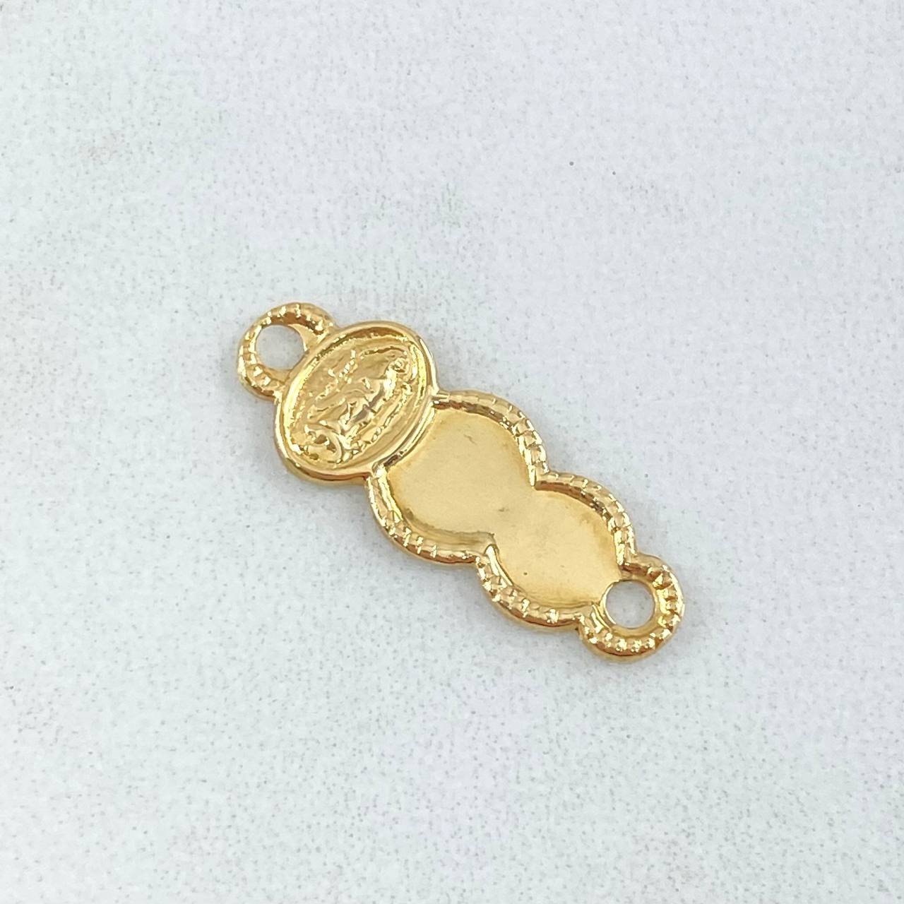 Herraje Placa Nuble 0.6gr / 2.2cm / Virgen Guadalupe Bordeada Oro Amarillo 18K ©
