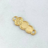 Herraje Placa Nuble 0.55gr / 2.2cm / Virgen Guadalupe Bordeada Oro Amarillo 18K ©