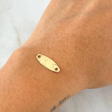 Herraje Placa 0.45gr / 1.9cm / Ovalada Lineal Oro Amarillo 18K *
