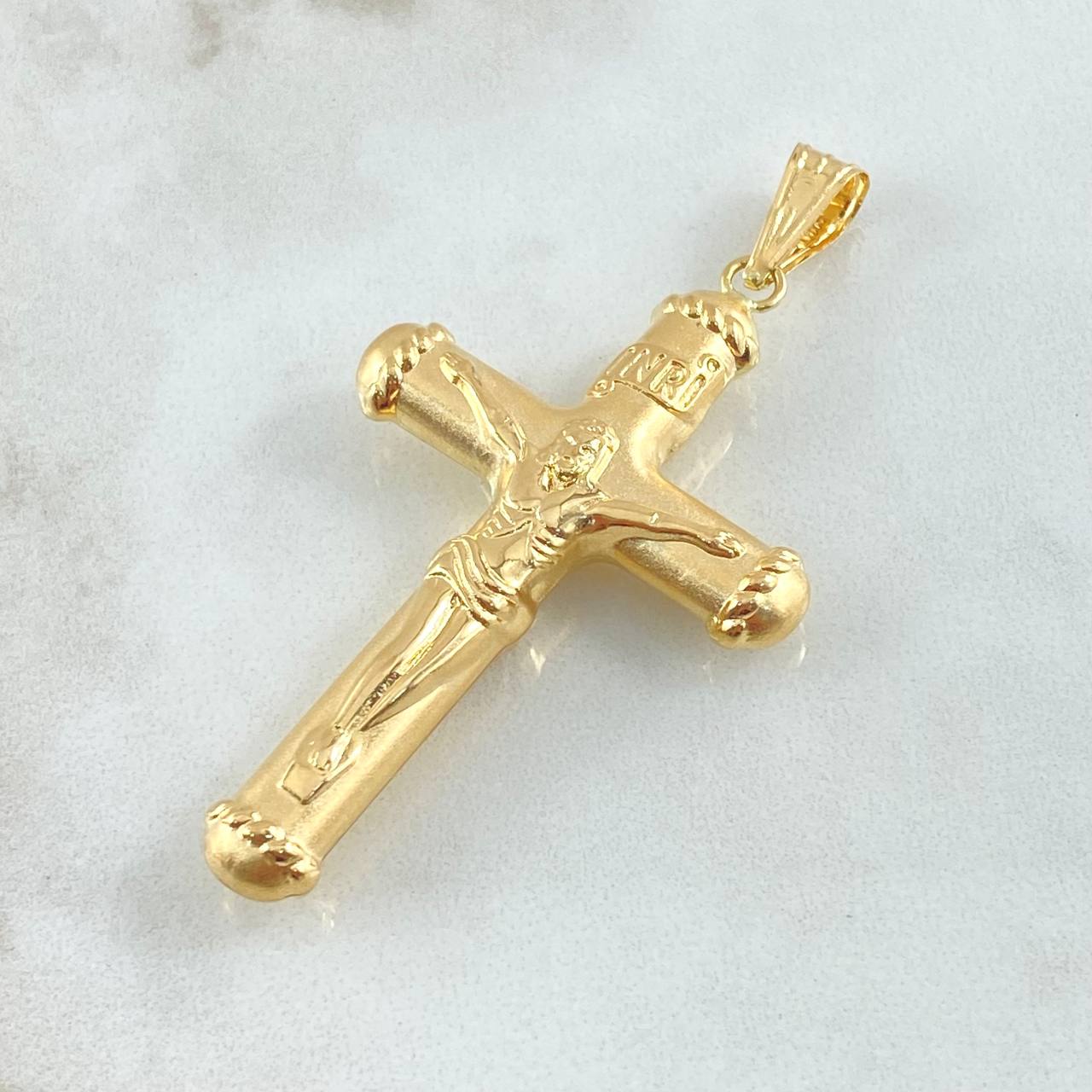 Dije Cruz Cristo 4.8gr / 6.3cm / Puntas Bordeadas Oro Amarillo 18K ©