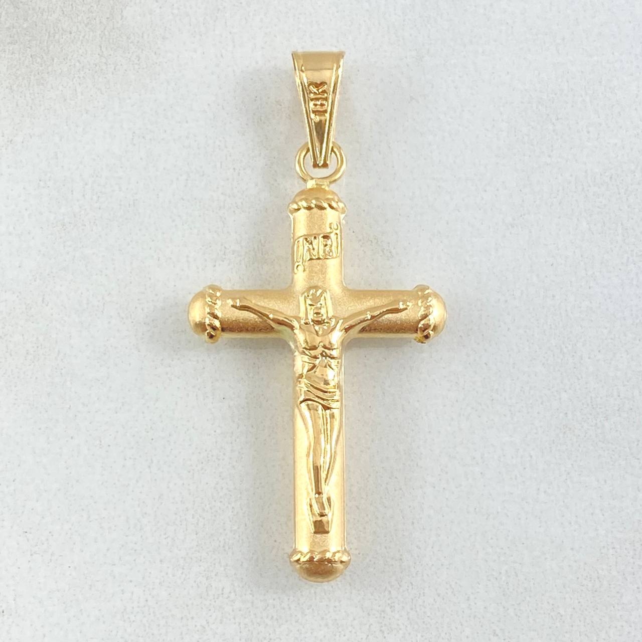 Dije Cruz Cristo 1.6gr / 4cm / Punta Bordeada Oro Amarillo 18K