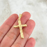 Dije Cruz Cristo 1.6gr / 4cm / Punta Bordeada Oro Amarillo 18K