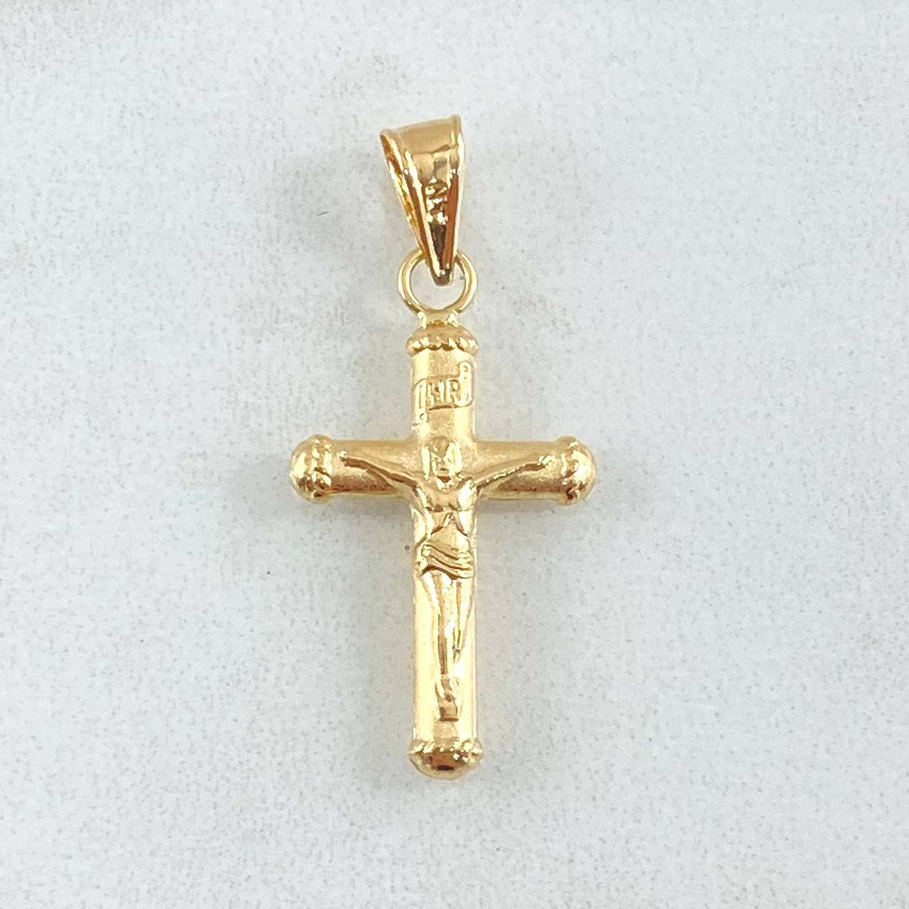 Dije Cruz Cristo 0.75gr / 2.8cm / Punta Bordeada Oro Amarillo 18K *