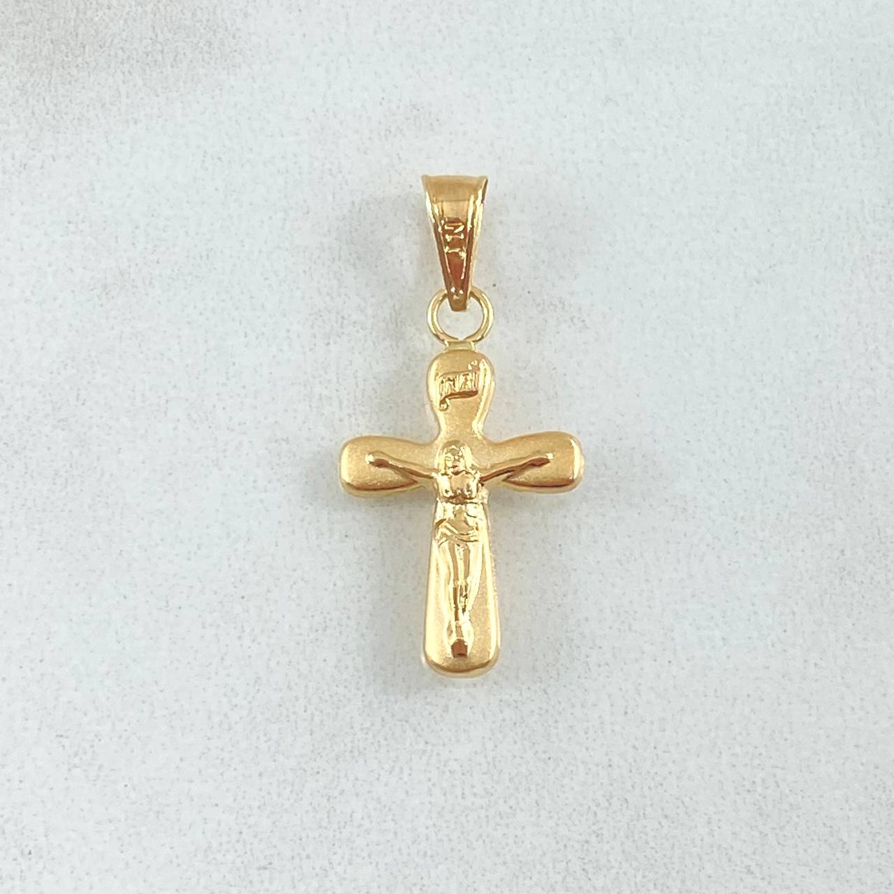 Dije Cruz Cristo 0.6gr / 2.5cm / Puntas Ovaladas Oro Amarillo 18K ©