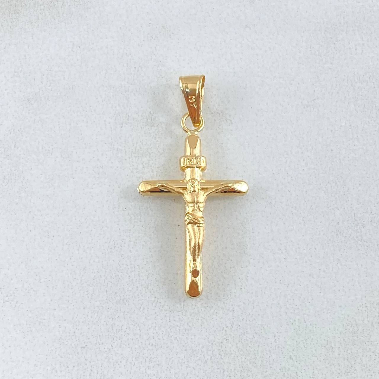 Dije Cruz Cristo 0.7gr / 2.7cm / Punta Plana Oro Amarillo 18K