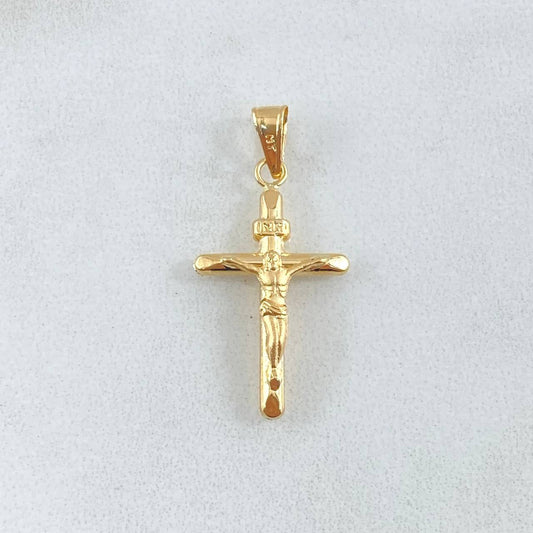 Dije Cruz Cristo 0.7gr / 2.7cm / Punta Plana Oro Amarillo 18K