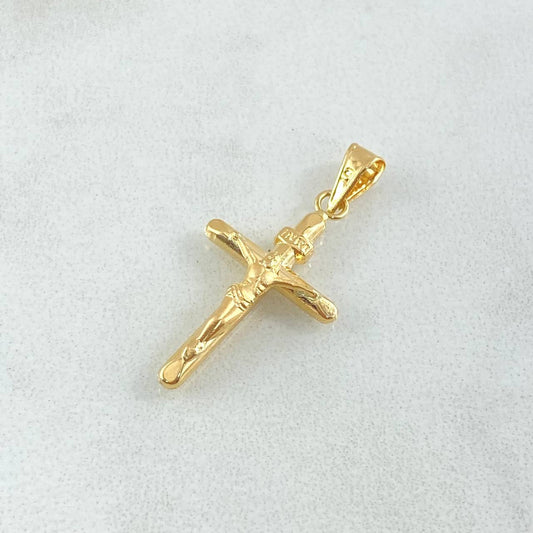 Dije Cruz Cristo 0.75gr / 2.7cm / Puntas Planas Oro Amarillo 18K ©