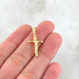 Dije Cruz Cristo 0.75gr / 2.7cm / Puntas Planas Oro Amarillo 18K ©