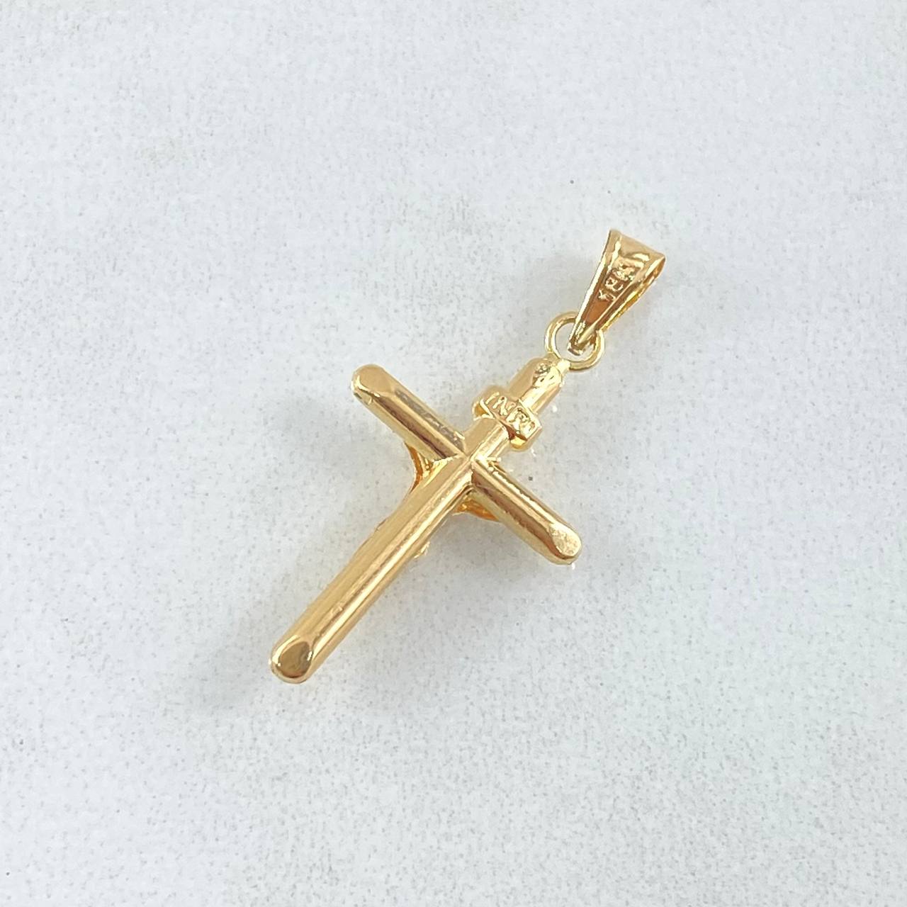 Dije Cruz Cristo 0.7gr / 2.7cm / Punta Plana Oro Amarillo 18K