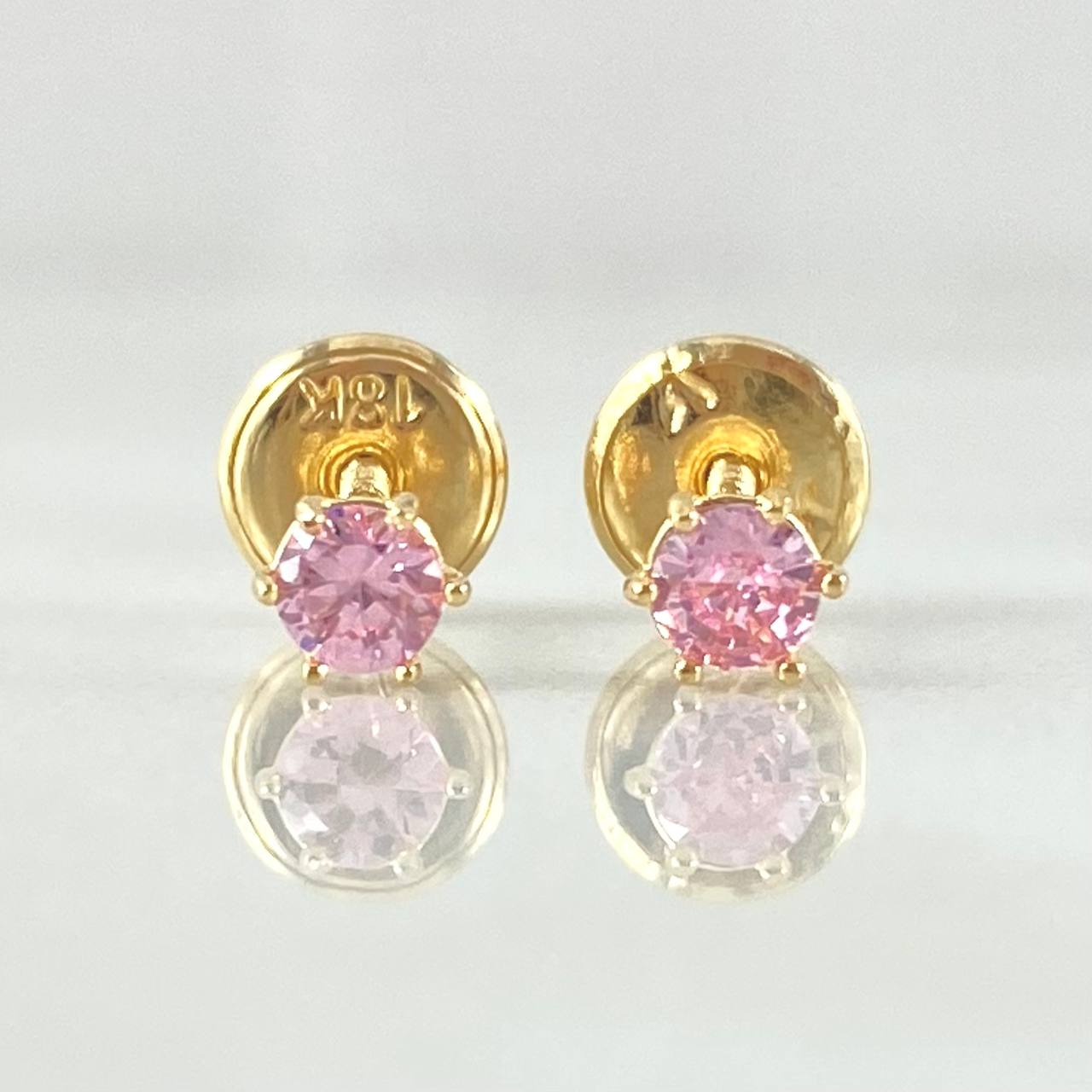 Topos Bisel 0.55gr / 3.6mm Circon Rosado Oro Amarillo 18K ©