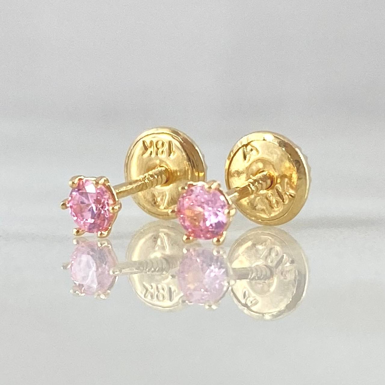 Topos Bisel 0.5gr / 3.6mm Circon Rosado Oro Amarillo 18K ©