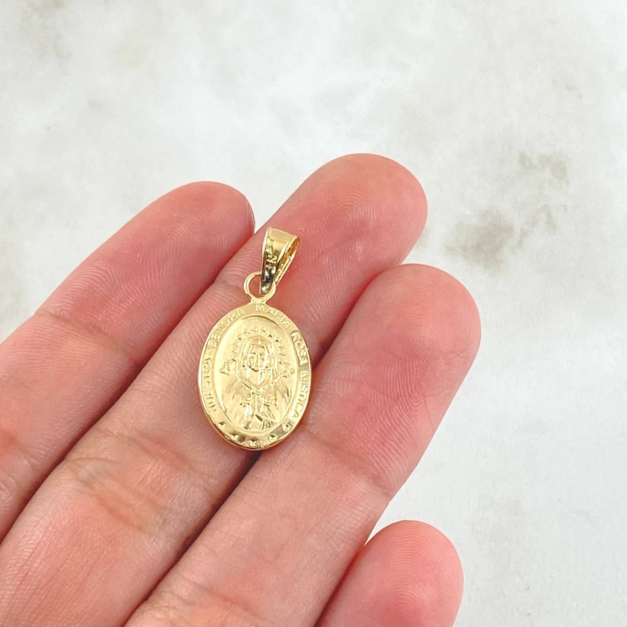 Dije Rosa Mistica 0.9gr / 2.5cm / Oro 18K