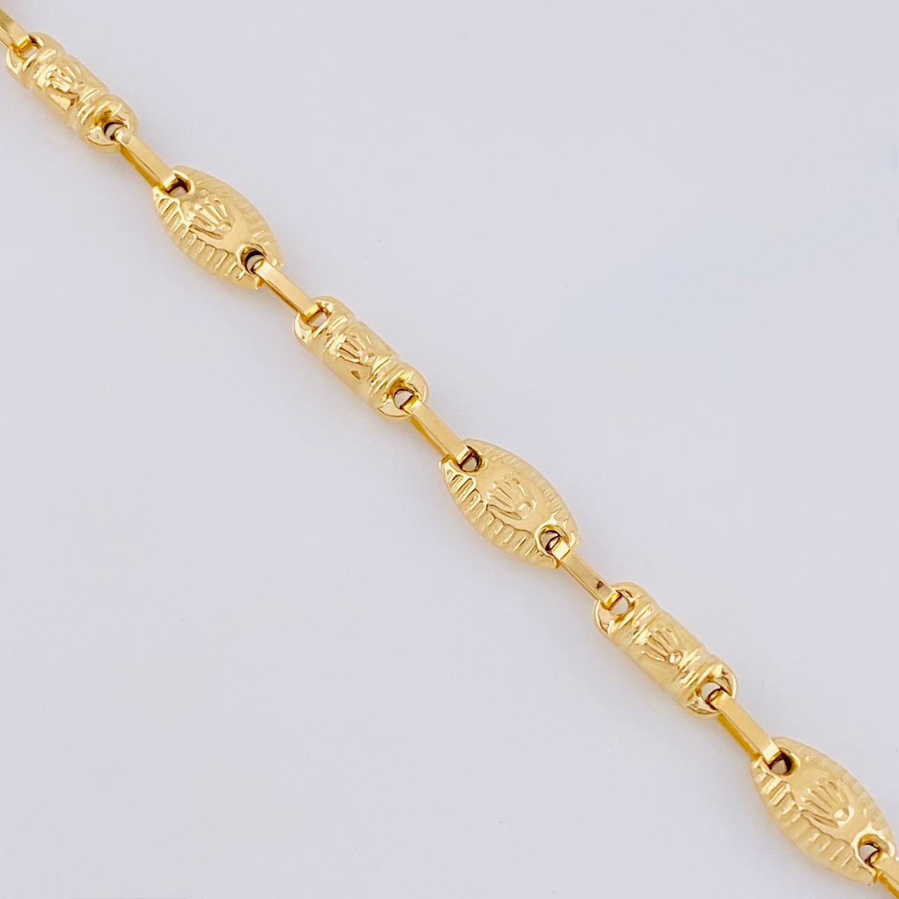 Tobillera Rustica Barril Corona Rayada 5.85 g / 24.6 cm / 5.5 mm Oro Amarillo 18K