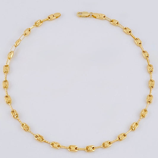 Tobillera Rustica Tornillo Diamantado 3.9 g / 26.3 cm / 3.6 mm Oro Amarillo 18K