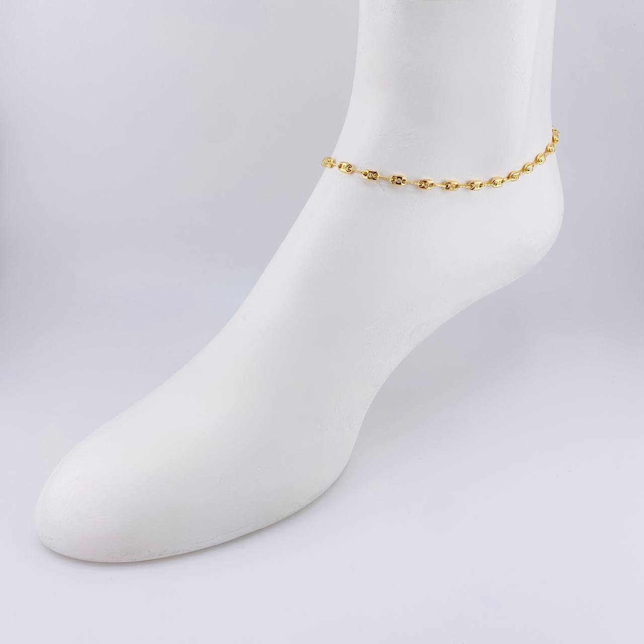 Tobillera Rustica Tornillo Diamantado 3.9 g / 26.3 cm / 3.6 mm Oro Amarillo 18K