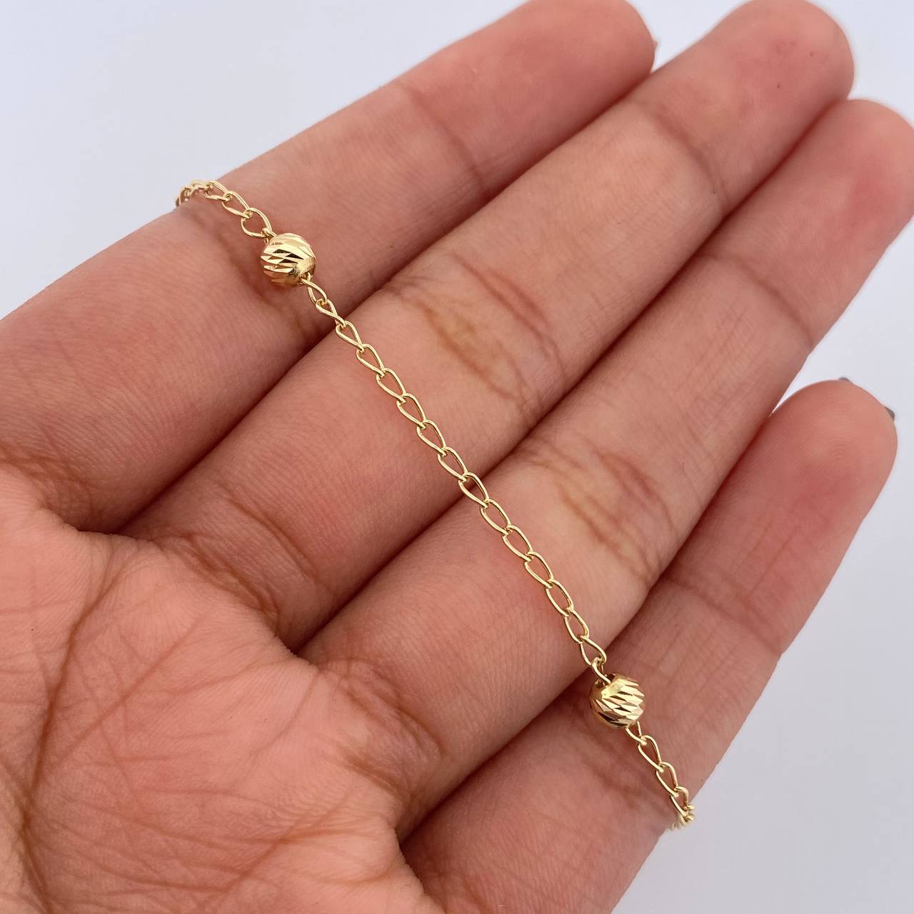 Tobillera Espiga Militar 1.8gr / 25cm / 4mm Oro 18K &