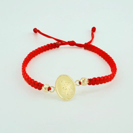 Pulsera Roja San Miguel Bolas Diamantadas 2und / Oro Amarillo 18K ©