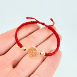 Pulsera Roja San Miguel Bolas Diamantadas 2und / Oro Amarillo 18K ©