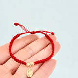 Pulsera Roja San Miguel Bolas Diamantadas 2und / Oro Amarillo 18K ©