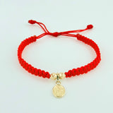 Pulsera Roja San Miguel Bolas Diamantadas 2und / Oro Amarillo 18K ©