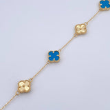 Pulso Aro Seguido Trebol  5.4gr / 18cm-19.6cm / 0.8mm Turqueza Diamantado Oro Amarillo +4 18K $
