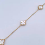 Pulso Aro Seguido Trebol 2.9gr / 16.4cm-19.3cm / 1.1mm Nacar Blanco Oro Amarillo +4 18K &