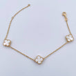Pulso Aro Seguido Trebol 2.9gr / 16.4cm-19.3cm / 1.1mm Nacar Blanco Oro Amarillo +4 18K &
