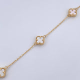 Pulso Aro Seguido Trebol 2.75gr / 18.6cm-19.9cm / 0.7mm Nacar Blanco Oro Amarillo +4 18K $