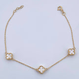 Pulso Aro Seguido Trebol 2.75gr / 18.6cm-19.9cm / 0.7mm Nacar Blanco Oro Amarillo +4 18K $