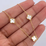 Pulso Aro Seguido Trebol 2.75gr / 18.6cm-19.9cm / 0.7mm Nacar Blanco Oro Amarillo +4 18K $