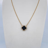 Cadena Aro Seguido Trebol 3.5gr / 42cm-45.1cm / 1mm Onix Negro Oro Amarillo +4 18K $