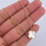 Cadena Aro Seguido Trebol 3.55gr / 42.2cm-45.3cm / 1.1mm Nacar Blanco Oro Amarillo +4 18K $