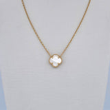 Cadena Aro Seguido Trebol 3.55gr / 42.2cm-45.3cm / 1.1mm Nacar Blanco Oro Amarillo +4 18K $