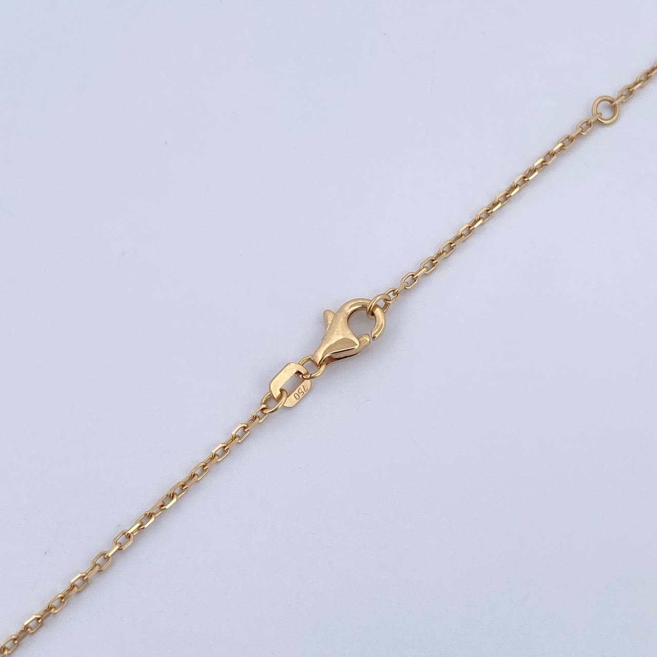 Cadena Aro Seguido Trebol 3.6gr / 42.1cm-45cm / 1mm Malaquita Verde Oro Amarillo +4 18K $