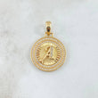 Dije Medalla Letra A 4.5gr / 3.1cm / Circones Blancos Oro Amarillo 18K *