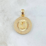 Dije Medalla Letra J 4.75gr / 3.1cm / Circones Blancos Oro Amarillo 18K *