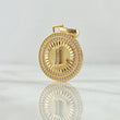 Dije Medalla Letra L 4.75gr / 3.1cm / Circones Blancos Oro Amarillo 18K *