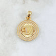 Dije Medalla Letra V 4.85gr / 3.1cm / Circones Blancos Oro Amarillo 18K *