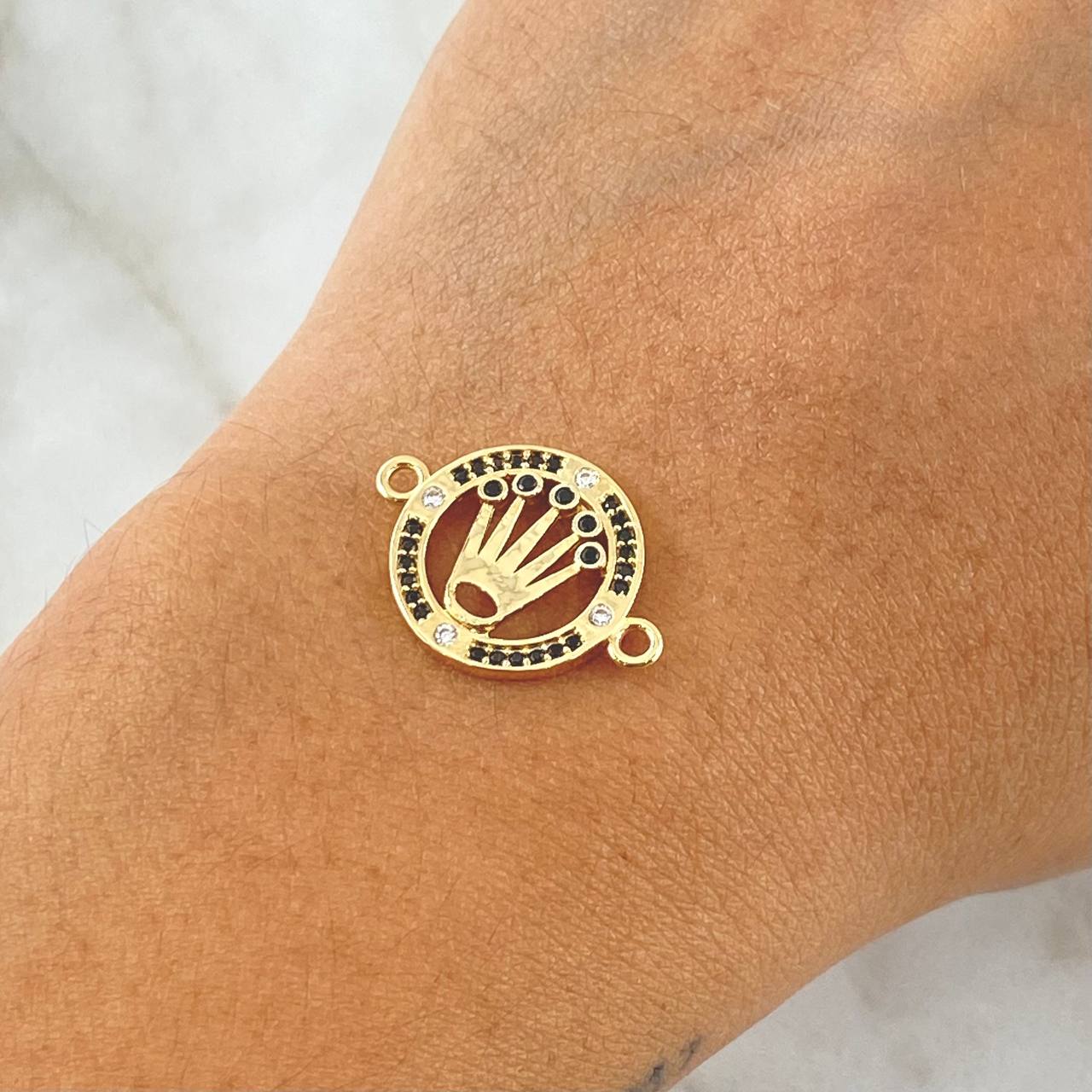 Herraje Corona RX Silueta 2gr / 1.6cm-2.2cm / Circones Blancos Negros Oro Amarillo 18K *