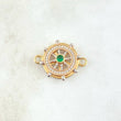 Herraje Timón Móvil 3.85gr / 1.9cm-2.4cm / Circones Blancos Verde Tres Oros 18K *