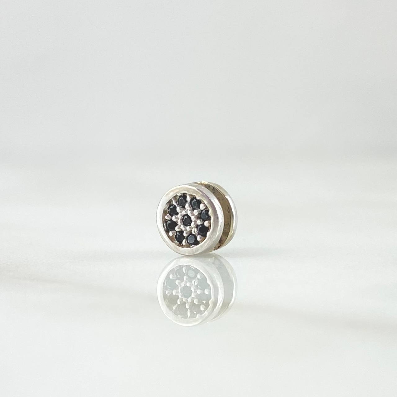 Herraje Sello Flor 0.7gr / 6mm Corcones Blancos Negros Oro Blanco 18K *
