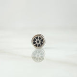 Herraje Sello Flor 0.75gr / 6mm Circones Blancos Negros Oro Blanco 18K *
