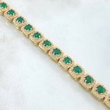 Pulso Halo Cuadrado 23.7gr / 19cm / Circones Blancos Verdes Oro Amarillo 18K *
